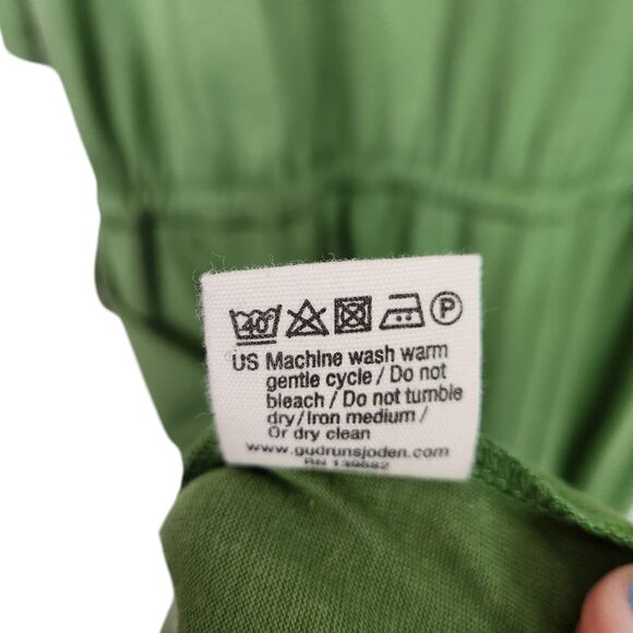GUDRUN SJODEN Dress Womens Medium Green Drawstring Midi Dress Organic Lagenlook - Picture 7 of 7